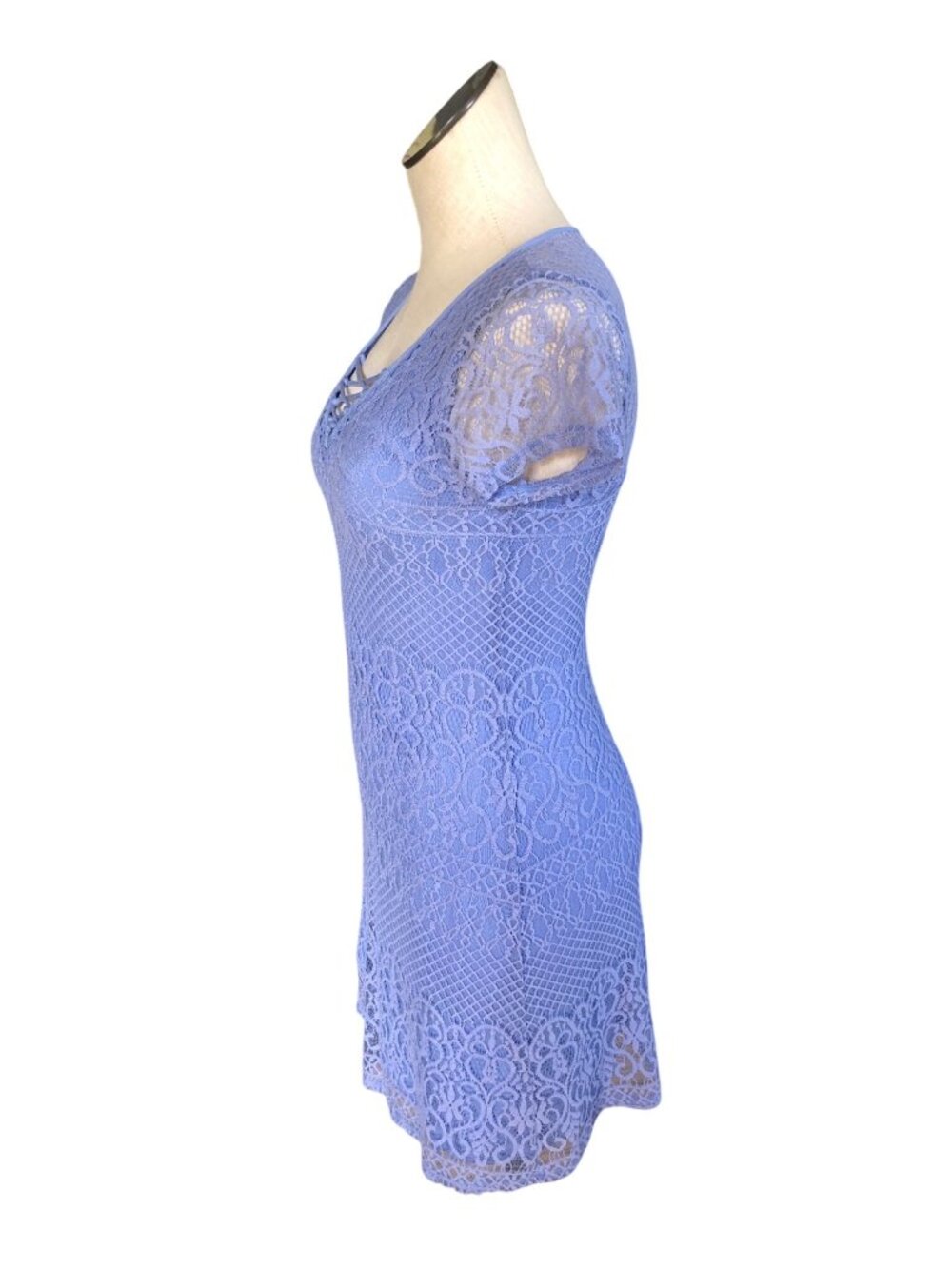 Holister Dress Womens S Fit Flare Lace Keyhole Back Crisscross Front Periwinkle - Picture 6 of 11